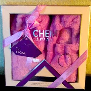 Ladies lavender microwave warming slippers